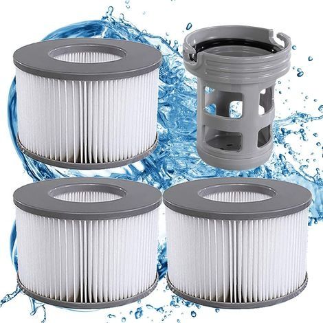 Lot de 3 filtres de rechange pour Mspa, cartouche filtrante, filtre + support de filtre inclus dans la livraison, accessoires d'origine pour Mspa, kit de mise à niveau jusqu'à 2019