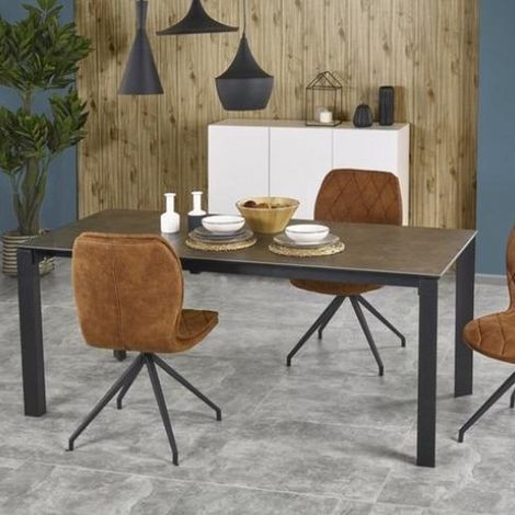 Table industrielle extensible 120/180 cm céramique grise et noire Lilas (1/5)