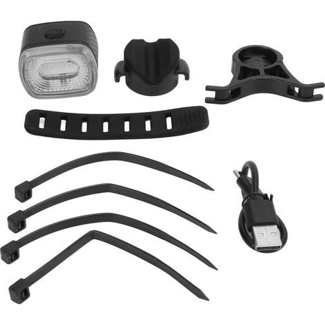 Feu arrière vélo intelligent noir, détection frein automatique, 5 modes, recharge USB, IPX6 étanche, ABS PC, 260mAh. (1/5)