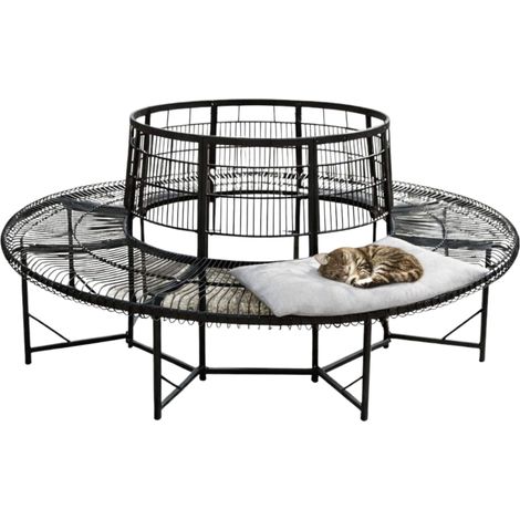 DanDiBo Baumbank Rund Wetterfest Metall D-200cm 96723 Gartenbank Rundbank Sitzbank Bank Schmiedeeisen Parkbank (1/5)