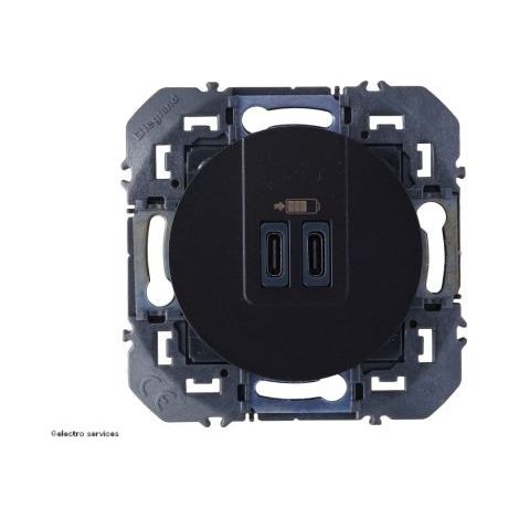 Double chargeur USB Type-C dooxie 3A 15W noir LEGRAND 600545