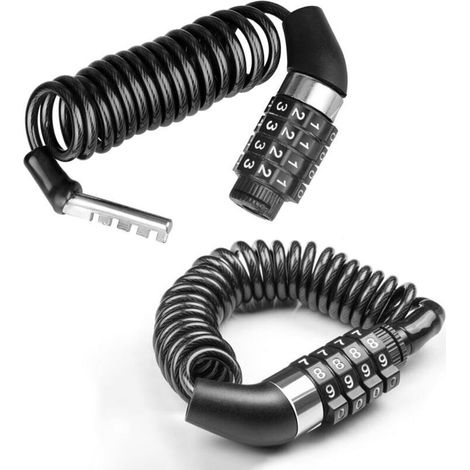 JSSEVN - 2-Piece 4-Digit Combination Helmet Lock, Extendable Bike Lock Up to 150cm, Anti-Theft Bicycle Lock, Small Helmet Lock, Helmet Lock