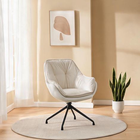 Fauteuil beige en similicuir 67,5 x 66 x 80 cm (1/5)