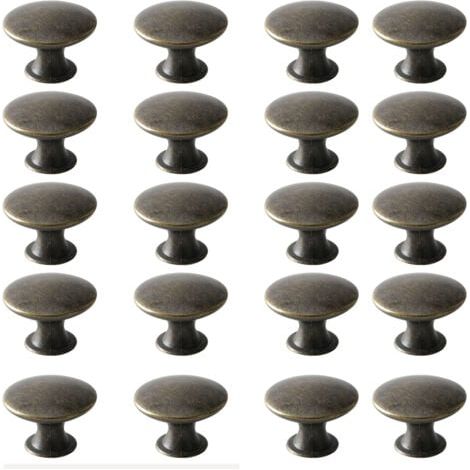 Boutons de Porte,Boutons de Tiroir,Bouton de Meuble, Rond Boutons d'armoire,Boutons de laiton antique, Vintage Chic Poignées, Boutons de Placard pour Cuisine Chambre (20, Bronze) (1/5)