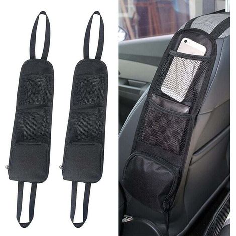 2 Pièces Organisateur Latéral de Siège-Rangement Siege Voiture-Sac de Rangement Multifonctionnel pour Voiture et Camionst-Accessoires Auto(Noir)