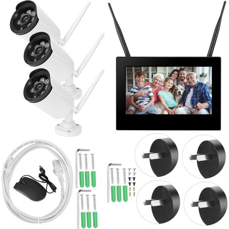 10-en-1 moniteur bébé HD 1.3MP sans fil WiFi 3 caméras système de sécurité domestique intelligent DVR (1/5)