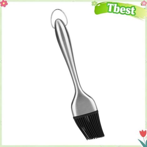 HURRISE Brosse Silicone Inox Barbecue Basting Grill Pinceau Cuisine Manche droit 20cm (1/4)