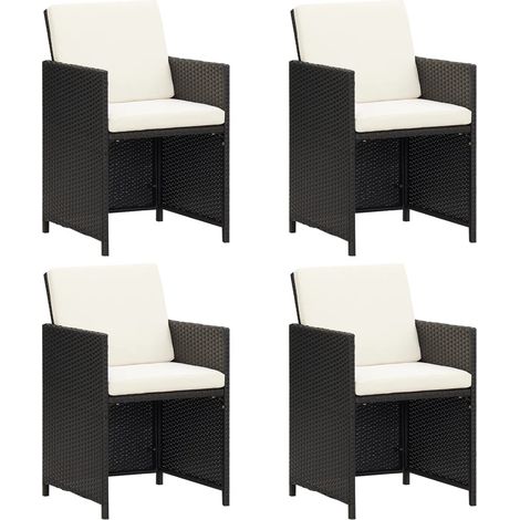 Lot de 4 Chaises de jardin Siège de Terrasse Fauteuil de jardin Résine tressée Noir DHNET6798399 (1/5)