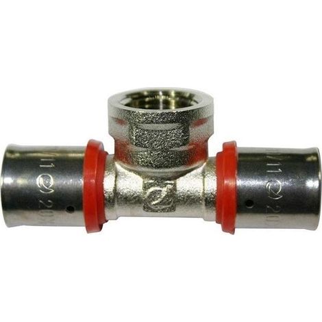 Té femelle 3/4'' pour tube multicouche 25 mm, à utiliser avec machine à sertir, gris (1/5)