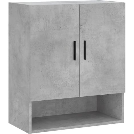Armoire murale moderne bois d'ingénierie 60 x 31 x 70 cm avec grand espace de rangement en bois gris béton (1/5)