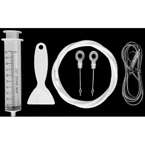 Outil de Nettoyage Réfrigérateur, Outil de Vidange Réfrigérateur, Kit de Nettoyage de Réfrigérateur, Frigo Outils de Nettoyage avec Tuyau, Pelle de Dégivrage, Seringue, Bouchons de Trou (6PCS) (1/4)