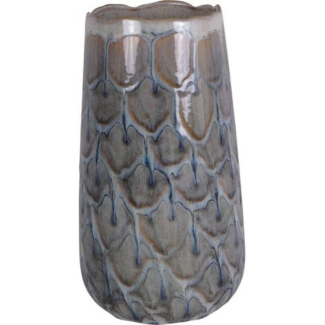 Armadillo Azure Vase - Ceramic - L19 x W19 x H34 cm - White/Blue/Grey