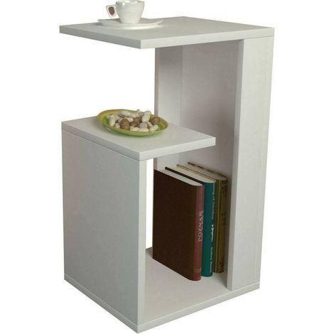 Dmora - Wohnzimmertisch Dmolo, Niedriger Wohnzimmertisch, Kaffeeregal, Couchtisch für Sofa, 35x30h60 cm, Weiß