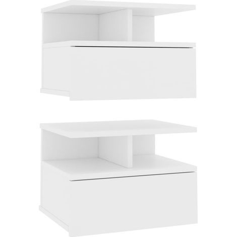 Tables de chevet suspendues 2 pcs Blanc 40x31x27 (1/5)