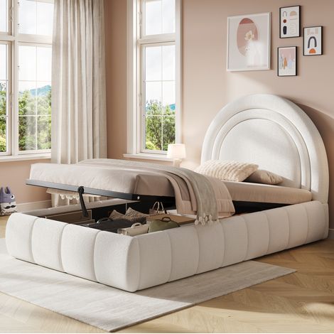 Cama infantil con almacenaje hidráulico beige HAVRYA (1/5)