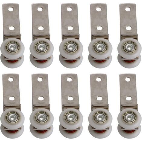6,5 x 1,9 cm Coude de conduit en métal Roulement Bloc de poulie avec deux Plastique de roue pour porte coulissante fenêtre Cabinet (1/4)