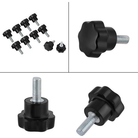 Jeu de 10 vis à tête étoile en plastique M516 pour poignées de machines-outils, noir (1/5)
