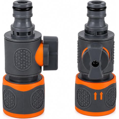 Vanne Régulation pour Tuyau Arrosage – Lot 2 Robinet Arrêt Connecteur Rapide avec Contrôle Débit, Raccord Universel en Plastique Antidérapant pour Jardin Pelouses Irrigation Extérieure (1/5)