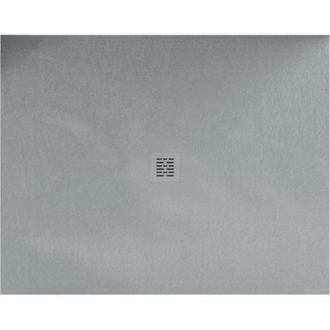 Mineralguss-Duschwanne extra flach CENTRO Schieferoptik GRAU 120x120 cm Auslaufschutz in Farbe