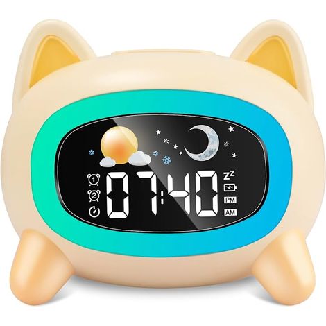 Wecker Kinder, Schlaftrainer Kinderwecker Digital Mit Soundmaschine, Buntem Licht, Snooze und Timer-Funktion, Lichtwecker Wake Up Light für Mädchen, Jungen, Jugendliche (1/5)