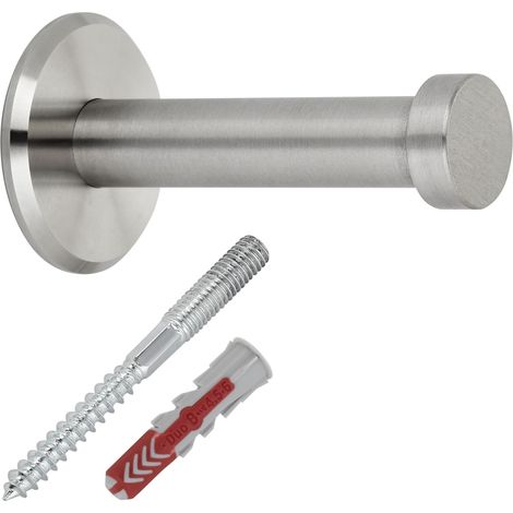 SOTECH Garderobenhaken TALEA (Ø 10 / 15 mm) Edelstahl massiv inkl. Befestigungsmaterial, gebürstet (Länge 50 mm, Gesamtlänge 53 mm), 3 x Wandhaken