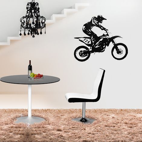 1 autocollant mural en PVC noir, motif course automobile, vinyle, décoration amovible pour la maison ou la chambre. (1/5)