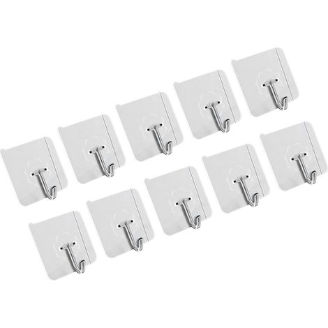 10 Stück selbstklebende Haken, transparent, wiederverwendbar, nahtlos, verdickt, für Küchenwände und Duschräume (1/5)
