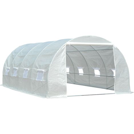 Outsunny – Serre tunnel 18 m² – Châssis tubulaire renforcé 24 mm en acier – 6 x 3 x 2 m – 8 fenêtres anti-UV – Montage rapide