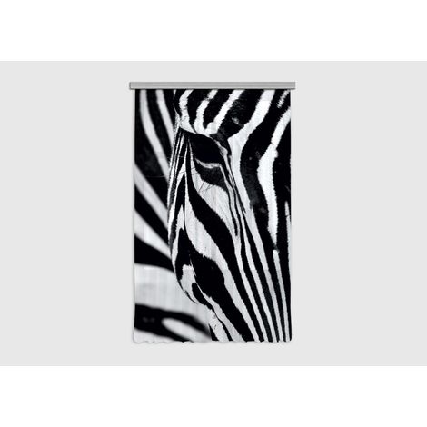 Zebra, rideau imprimé visage de zèbre noir et blanc 140x245 cm, 1 pièce (1/5)