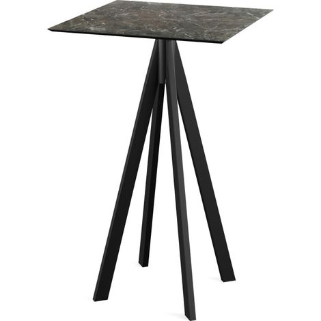 Infinity mange-debout avec piètement noir + plateau HPL Galaxy Marble 70x70 cm - Feros (1/4)
