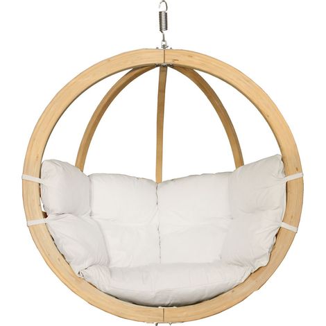 KONSIMO HIGLO Hölzerner Hängesessel, beige (1/5)