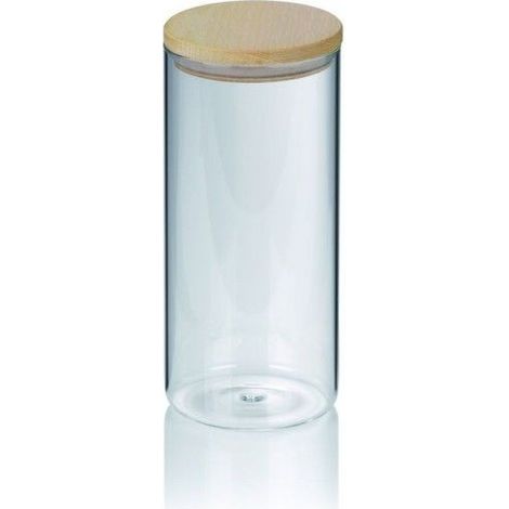 Recipiente de cocina Kela Amelie, vidrio de borosilicato, tapa de madera, diámetro 10 cm, altura 22 cm, 1,5 l (1/5)