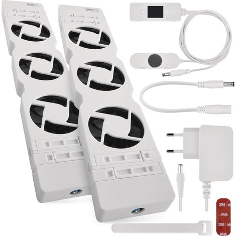EMOS - Ventilatore riscaldante per risparmiare energia e costi di riscaldamento, set iniziale DUO, 2 ventilatori riscaldanti incl. sensore di temperatura con regolatore, caricatore e accessori (1/5)