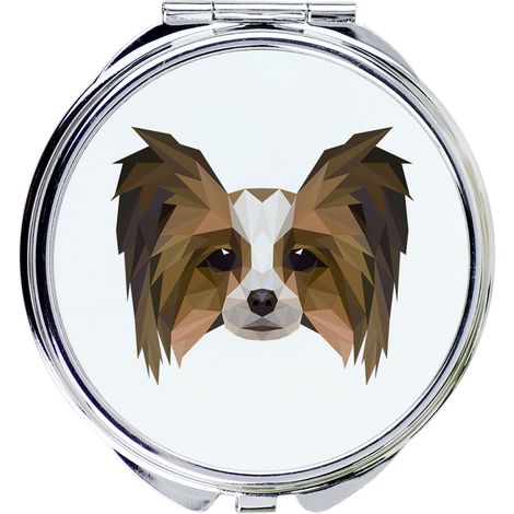 Papillon, Spaniel continental: espejo con foto e inscripción geométrica de Art-Dog (1/3)
