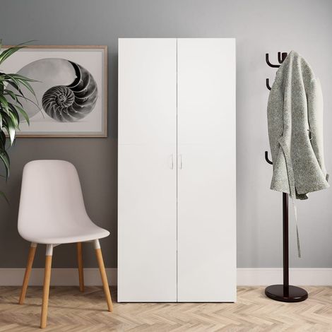 Armoire à chaussures-Meuble de rangement pour chaussure Blanc 80 x 35,5 x 180 cm Bois d'ingénierie 181396 (1/5)