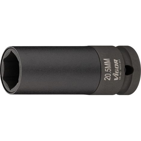 VIGOR Schlagschrauber Steckschlüssel, 1/2 (12,5 mm) Vierkant hohl, Außen Sechskant Profil, 80 mm, Art.Nr. V6313-20.5 (1/2)