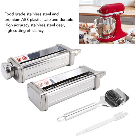 Ortviai Machine à pâtes pour robot pâtissier KitchenAid – Rouleau + coupe-pâtes en acier inoxydable, 8 épaisseurs réglables (1/4)