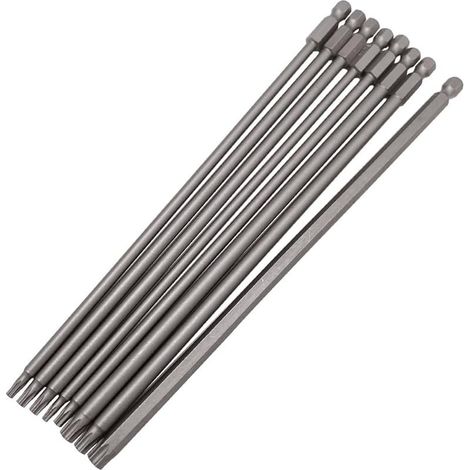 Jeu de 8 Embout Torx Long 200mm Hex Tige Tamper Proof Tournevis Torx Embouts Magnétiques T8, T10, T15, T20, T25, T27, T30, T40 pour Tournevis et Visseuse électrique (1/5)
