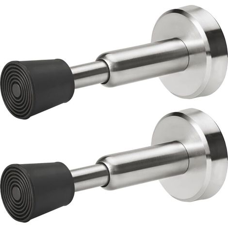 Set di 2 fermaporta a molla, fermaporta idraulici in acciaio inox da parete con punta in gomma -Crezuo