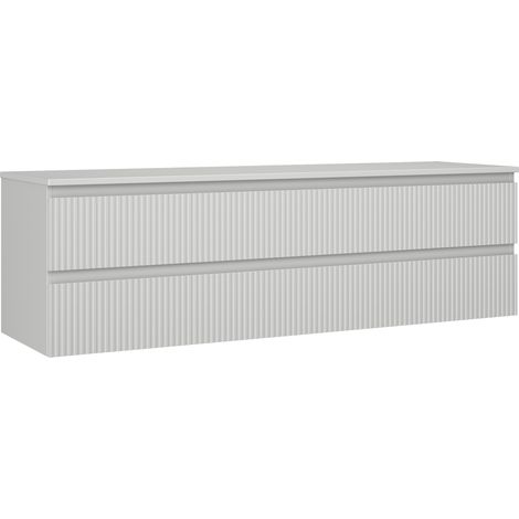 Mexen Rivel Badezimmerschrank 160 cm mit Tischplatte, 2 Schubladen, geriffelt, grau matt - 91A20-16047-2-BFFC62 (1/5)