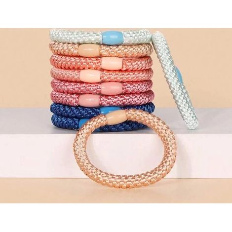 Lot de 10 élastiques à cheveux tressés – Avec perles – Bracelets et coiffure – Résistants – Accessoire tendance (1/4)