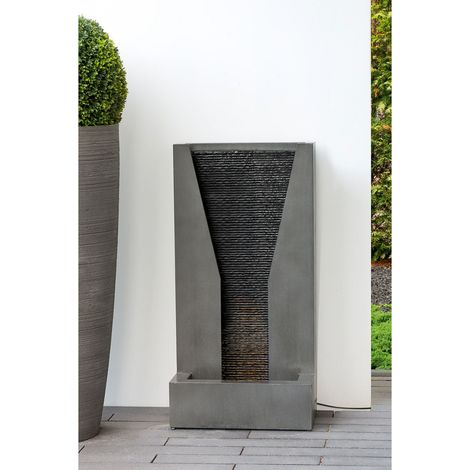 GILDE Brunnen, rechteckig, "Cascata", Stahl, grau, VE 1, L. 25 cm, B. 46 cm, H. 92 cm Fassungsvermög (1/5)