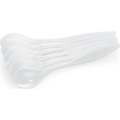 Paquet de 6 Cuillères a Œufs en Polystyrène Blanc L 140 mm H 3 mm - Was Germany