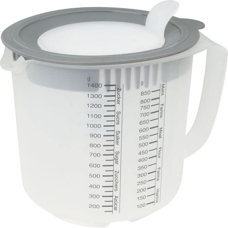 Dr.Oetker 1802 Cups and Bowls Brocca Graduata con Coperchio, Plastica, Trasparente/Grogio (1/5)