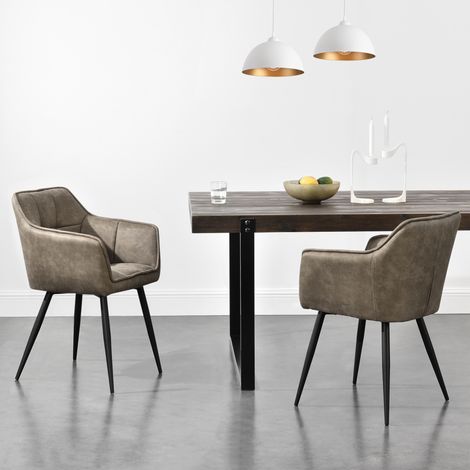 Sedia per Sala Pranzo Birmingham Effetto Velluto color Tortora [en.casa] (1/5)