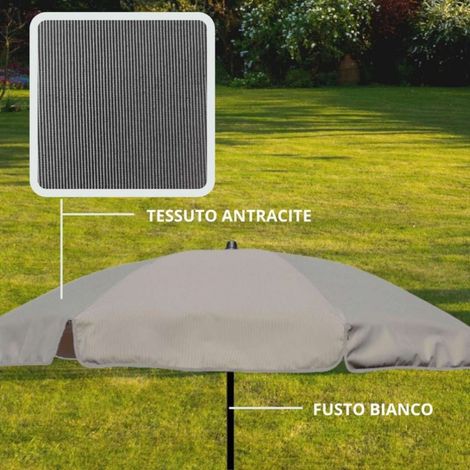 Ombrellone Olefin colore antracite - fusto bianco