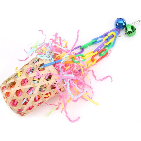 Panier à mâcher coloré pour oiseaux, jouet à mâcher, panier suspendu de recherche de nourriture pour perroquets (1/5)