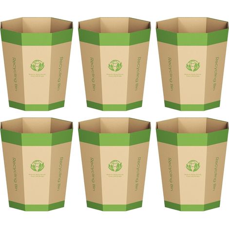 Lot de 6 Corbeilles Papier en Carton – Poubelles Repliables, Recyclables, Sans Plastique & s – Petite Corbeille pour Bureau, Chambres, Maison, Événements & Activités Extérieures (6L) (1/5)