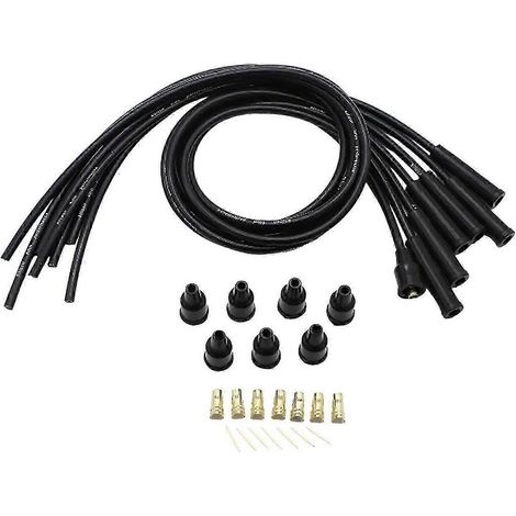 Câble d'allumage haute tension en silicone noir de 8 mm, pièces automobiles, câble de bougie, type universel, compatible avec les modèles 6 cylindres. (1/5)