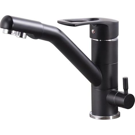 Robinet de cuisine 3 voies, pivotant à 360°, mitigeur d'évier à bec flexible, G3/8" (beige) (1/5)